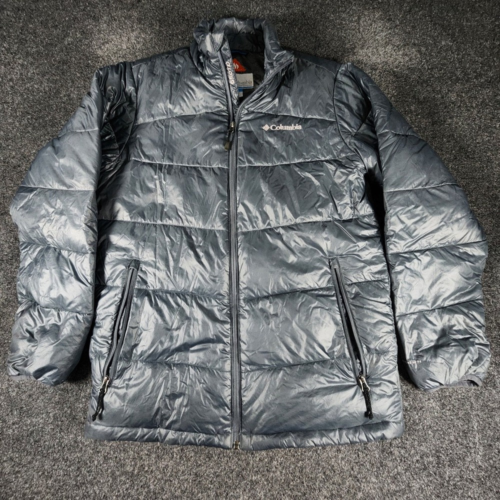 Columbia TurboDown 650TD Omni-Heat Puffer Jacket Mens Small‎ Grey Ripstop